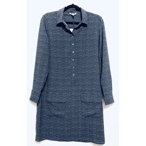 Lila Rose Womens Size 6 Blue Geometric Print Shirt Dress Pockets NWT